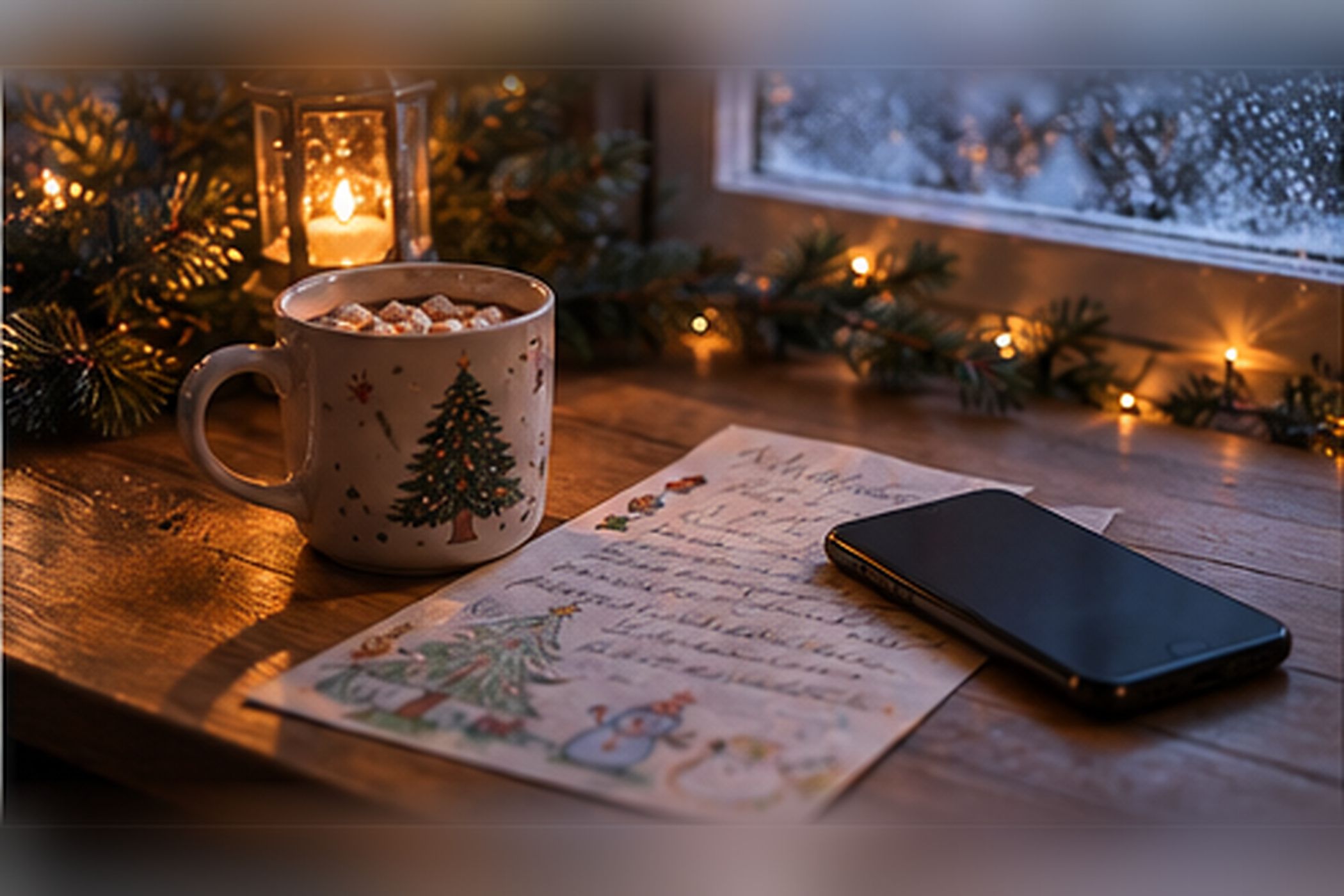Ein für Weihnachten geschmücktes Familienwohnzimmer